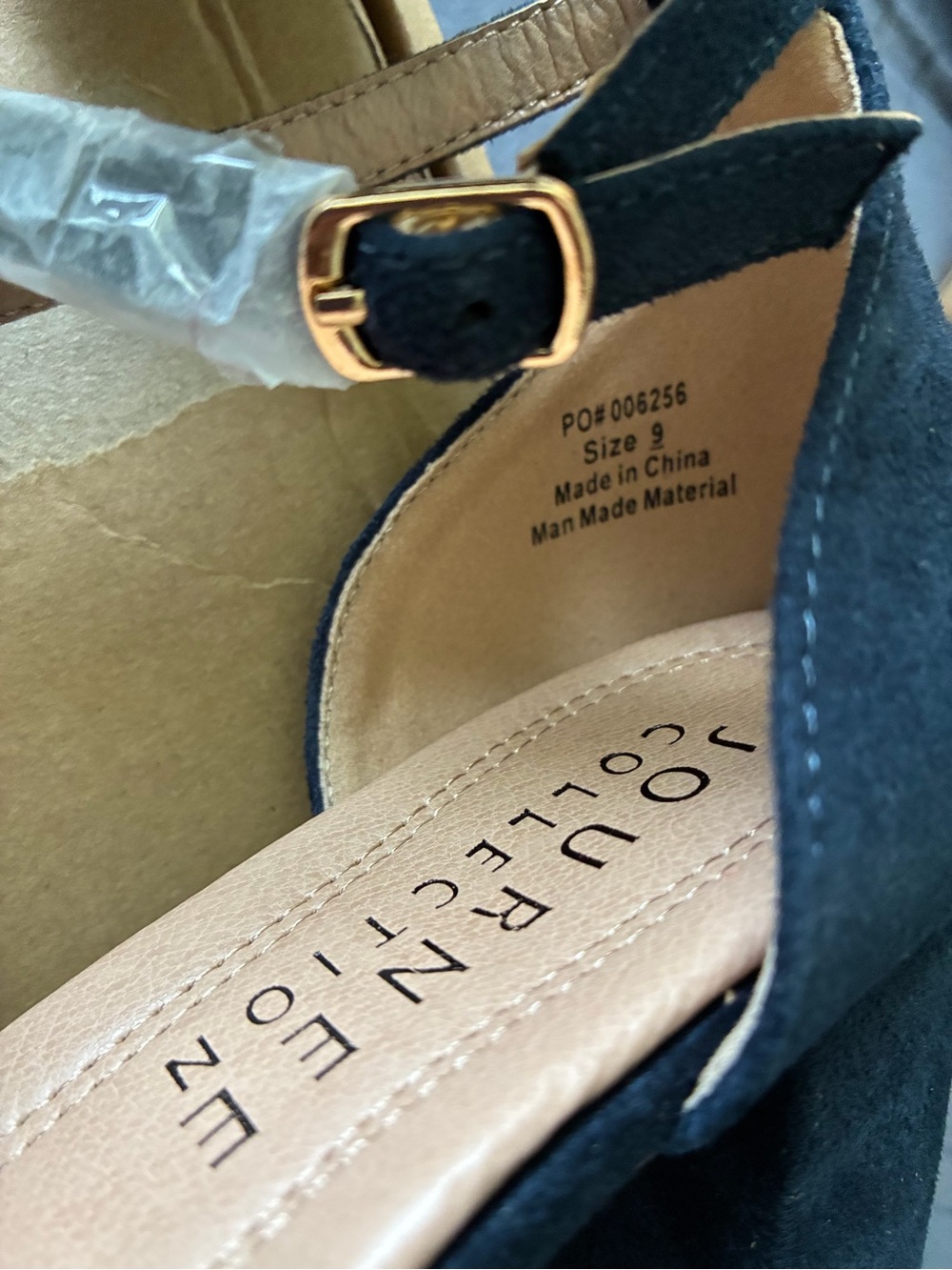 Journee Collection Women’s Foster Navy Suede Ankle Strap Block Heels - Picture 6 of 10